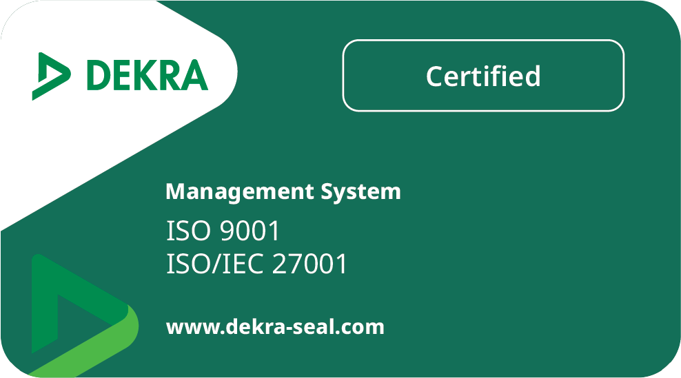 ISO 9001 and ISO/IEC 27001 certification badge
